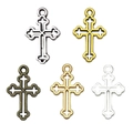 Vintage legering kruishangers in vijf kleuren goud zilver en brons voor DIY sieraden - Hol Kruis 19x12mm
