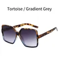 Trend oversized leopard print sunglasses with blue-grey gradient lenses for women - Leopard Blue Splice Gradient Gray Lenses