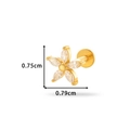 Golden flower stud earring with five marquise stones and dimensions 0.75cm by 0.79cm - Marquise Flower (0169-3#) / Gold