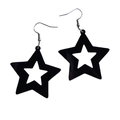 Minimalist black hollow star-shaped drop earrings with a sleek fishhook design - Five-pointed Star Black