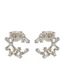 Golden C-shaped stud earrings with sparkling clear cubic zirconia and silicone backs - Style B/Flower Arc / Gold