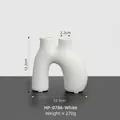 Minimalist white U-shaped ceramic candle holder with asymmetric geometric design - HP-0786 / White