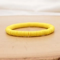 Bohemian style bright yellow heishi bead stretch bracelet for women in a handmade design - Bright Yellow