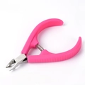 Pink stainless steel cuticle nipper with ergonomic handle and sharp metal tip - Plastic Handle Style / Rose Red