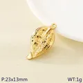 Ciondolo a foglia dorata in acciaio inossidabile 304 con venature e anello superiore - Stile Foglia Oro (KLJ10091-Z) / 23x13mm