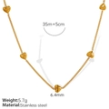 Golden stainless steel heart pendant necklace with 35cm plus 5cm adjustable chain - Vertical Heart Necklace / Gold