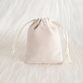 Soft light pink plush velvet drawstring bag for jewelry and gift storage - 5*7cm / Off-white