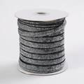 One roll of silver and black glitter elastic ribbon on a white spool for sewing - Black Base Silver 17