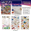 DIY Japanese Fireworks festival theme creative sticker set with PET material scenery cards - Fireworks Festival (Series 23)