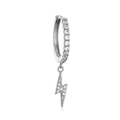 Orecchini a cerchio in argento con pendente a fulmine e zirconi incastonati a mano - EP2771 Fulmine Placcato in Oro Bianco