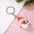 Cute cartoon snowman keychain with red hat and scarf, perfect Christmas gift accessory - Silver Ring Red Hat Snowman
