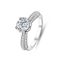 Elegant S925 sterling silver engagement ring with 1 carat round moissanite stone - Adjustable Open / Round Cut Large Stone Style (FDJZ-036)