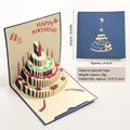 3D pop-up birthday card featuring a multi-layered cake design with strawberry details - Blue