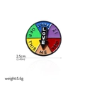 Macro shot of a 2.5cm colorful rotating enamel pin with social battery mood indicator - Funny Rotating Badge (X00459)