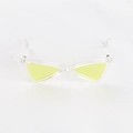 Detail view of triangular pet sunglasses with yellow lenses and transparent frames - One Size-8.5cm / Yellow