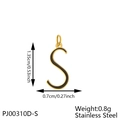 Detailed view of black and gold letter S pendant in stainless steel for jewelry DIY - Letter S-Black