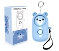 Blue bear-shaped personal alarm 130dB with LED light and keychain in retail packaging - English Packaging / Bear / Iceberg Blue
