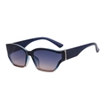 Deep blue square frame sunglasses with gradient lenses and gold metal temple accents - Blue Frame Coral Gradient