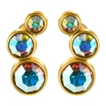 Boucles d'oreilles 16G en acier doré ornées de cristaux tchèques colorés et vibrants - 16G-6mm-Oreille Gauche / Base Or - Zircon Arc-en-ciel
