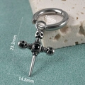 Detailed view of skull cross hoop earring with size specs of 23.3mm height and 10mm inner diameter - Skull Head Cross