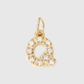 Gold stainless steel letter Q pendant with sparkling cubic zirconia stones for DIY jewelry - Letter Q - Gold