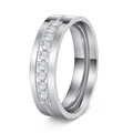 Elegant silver stainless steel ring featuring a row of ten channel-set sparkling zircons - Silver with Stones