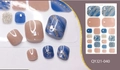 Detail of blue marble and silver glitter toe nail stickers with rhinestones style QYJ21-040 - Blue Nude Silver Sequin Rhinestone Style (QYJ21-040)