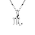 Silver stainless steel Scorpio zodiac sign pendant necklace with bead chain - Scorpio / Silver