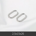 Polished silver-tone U-shaped oval stainless steel hoop earrings sized 15x26mm - 2.5*15*26mm / Steel