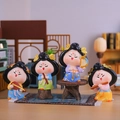 Set of four ancient Chinese maiden figurines playing musical instruments on a stand - 1229-1 Set of 4