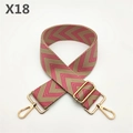 Detail of beige and pink herringbone fabric bag strap with adjustable gold metal buckle - Rose Red
