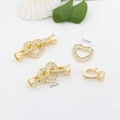 Golden 18K plated heart jewelry clasp connector with rhinestones, measuring 24mm in length - Small Heart / Gold