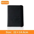 Dark gray travel passport holder with world map design and elastic strap, 22x14.6cm size - Black and Gray