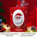 Confezione regalo di Natale con asciugamano in pile corallo bianco e ricamo Babbo Natale - Babbo Natale (In scatola)