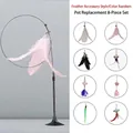 8-piece cat wand replacement set with steel wire suction base and assorted feathers - Standard Suction Cup - Pink Feather + 8 Replacement Heads Set