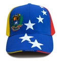 Berretto da baseball con ricamo della bandiera del Venezuela in blu, giallo e rosso - Sette Stelle - Blu