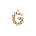 Letter G pendant charm with white pearls and pink accent in vacuum plated steel - Letter G - Pink