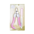 Pink and white stainless steel cat nail clipper set with file in retail packaging - Small Blister Pack (With File) / Pink