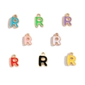 Colorful R-letter alloy pendants with double-sided oil drip finish in diverse vibrant shades - Letter R / Black
