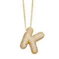 Golden letter K pendant necklace with sparkling zircon pave setting for women - Letter K / Gold