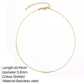 Minimalist 18K gold stainless steel box chain necklace length 40+5cm diameter 0.8mm - 0.8mm Bamboo Chain / Gold
