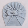 Light blue baby turban hat with a bow and diamond jacquard texture on soft cotton - Light Blue (#10)