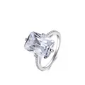 Luxuriöser S925 Sterling Silber Ring mit großem Zirkonia im Smaragdschliff - US Größe 5 / Weißer Zirkonia