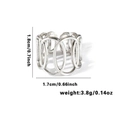 Silver wide titanium steel hollow oval ring with size specifications and weight details - TYR0464 / Silver Oval Hollow Pattern