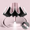 Pink and black automatic folding umbrella with built-in LED flashlight and reflective edge - Automatic Reverse LED Model / Pink