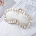 Cremefarbene Satin-Schlafmaske mit Rüschen und elastischem Band für die Reise - Aprikose
