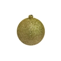 Single 3cm golden glitter Christmas ball ornament with a shiny finish and top hanging loop - Glitter Gold