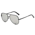 Lunettes de soleil aviateur classiques monture fine en métal noir avec verres gris clair - C2-Monture Noire Miroir Argent