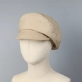 Minimalist beige cloud baker boy cap with wide brim for women on a display head - M (56-58cm) / Khaki