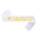 Écharpe de remise de diplôme en satin blanc avec lettrage doré Class of 2025 brillant - Écharpe de Graduation en Satin Blanc - Promotion 2025 J'ai Obtenu mon Diplôme (Écharpe 11)